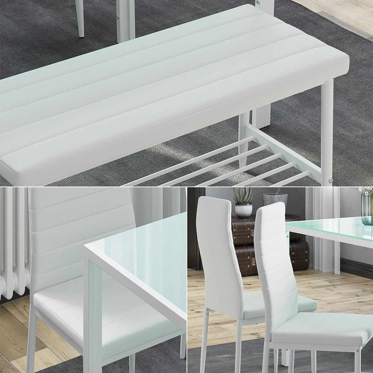 LAVICE A ŽIDLE Grand Bílá - bílá, kov (85/46.5/35cm) - Vicco