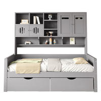 SCHLAFSOFA 90/200 cm in Grau mit 2 Schubladen, Regal und Stauraum - Grau, Holz/Holzwerkstoff (90/200cm) - CHICFURN