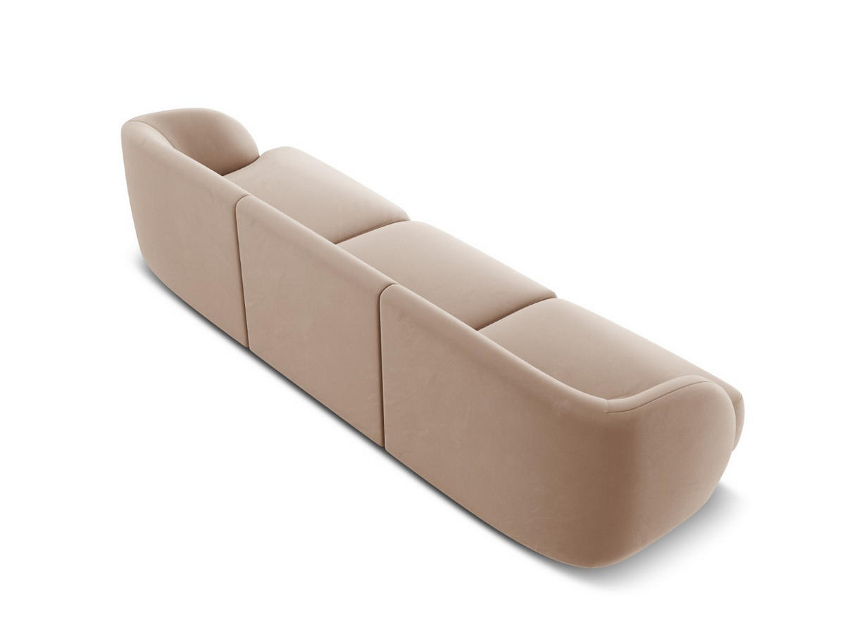 SOFA Miley aus Samt cappuccino 3 Sitzplätze - Cappuccino, Textil (90/70/255cm) - Micadoni
