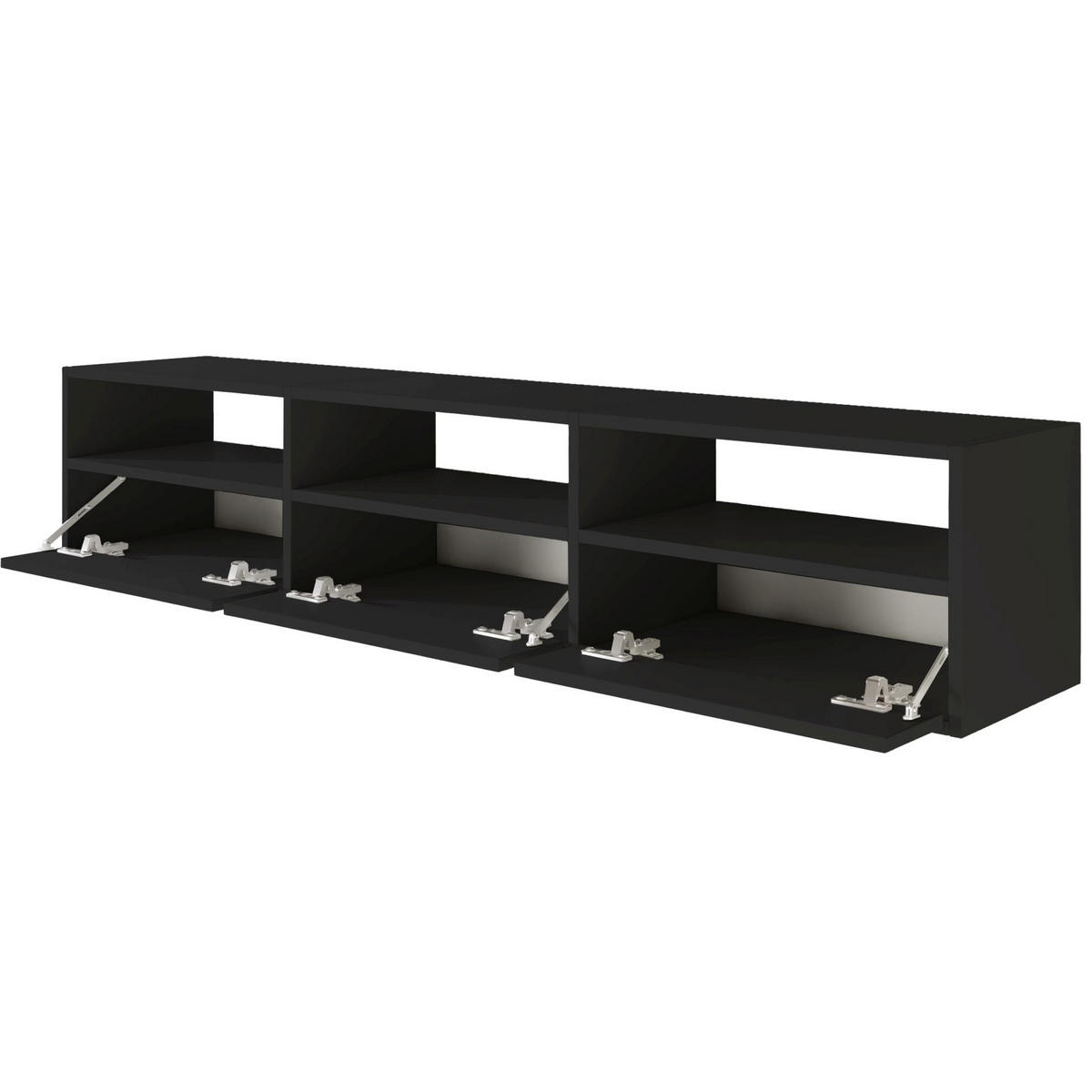 TV-LOWBOARD Framme hängend, 3 Klappen und Ablagen, Schwarz, 150/30/30 cm - Schwarz, Holzwerkstoff (150.1/30/30cm) - Selsey