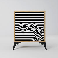 SIDEBOARD SPECTRA SHOWCASE, Eichefarben, 57,5x42x70,5 cm, Schwarze Metall-Sternfüße - Eichefarben/Multicolor, Holzwerkstoff/Metall (57.5/70.5/42cm) - SpaceRebels