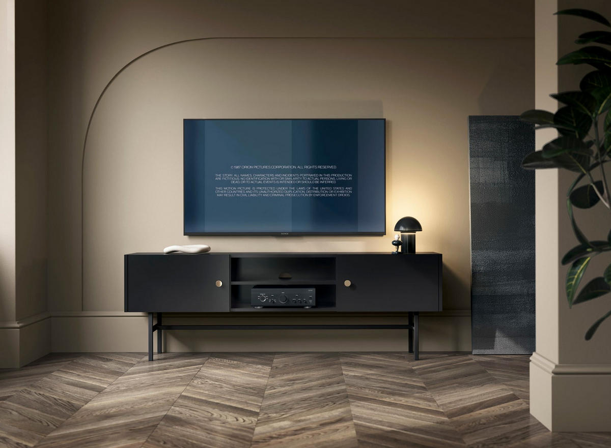 TV-LOWBOARD Divenos Schwarz 155 cm - Goldfarben/Schwarz, Holzwerkstoff/Metall (155/52/35cm) - Selsey