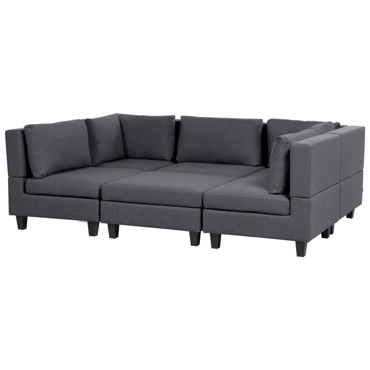 MODULÁRNÍ POHOVKA 5-místná Tvar U Tmavě šedá Látka s otomanem Unstad - tmavě šedá, textil (228/72/76cm) - Beliani
