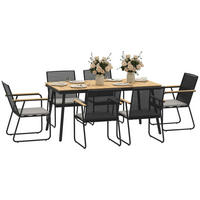 SITZGRUPPE 7-teilig DE-09701 mit Tisch und 6 Stühlen Naturholz+Schwarz - Naturfarben, Metall - ComfortXL