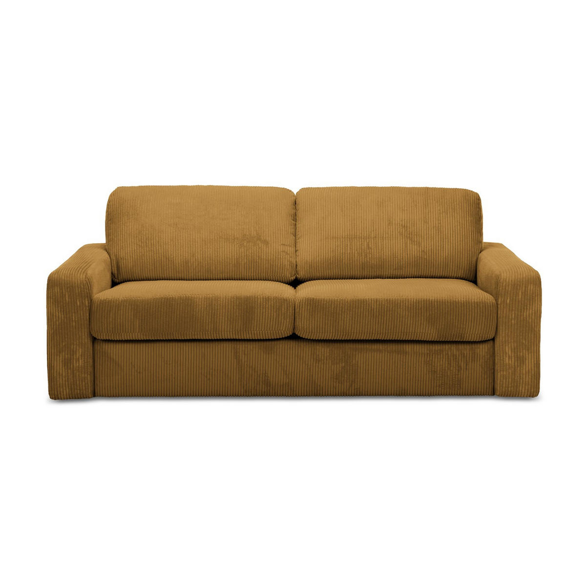 3-SITZER SOFA mit Schlaffunktion Cord Stoff Gelb - Currygelb/Gelb, Kunststoff/Textil (195/80/100cm) - LaMiaSofa