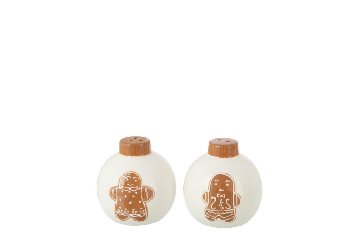 SALZ- UND PFEFFERMUHLENSET DOLOMITE - keramiek - Weiß/Karamell - Weiß, Keramik (8/8/8cm) - J-Line