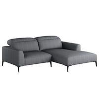 1,5-SITZER ECKSOFA mit Longchair - Schwarz/Grau, Textil/Metall (232/180cm) - home24