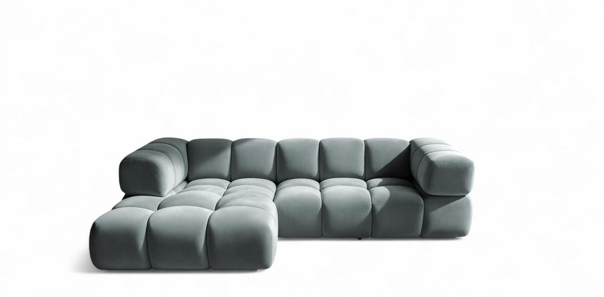 ECKSOFA Blanche In Bluvel - Blaugrau, Holzwerkstoff/Textil (280/150cm) - Fun Möbel