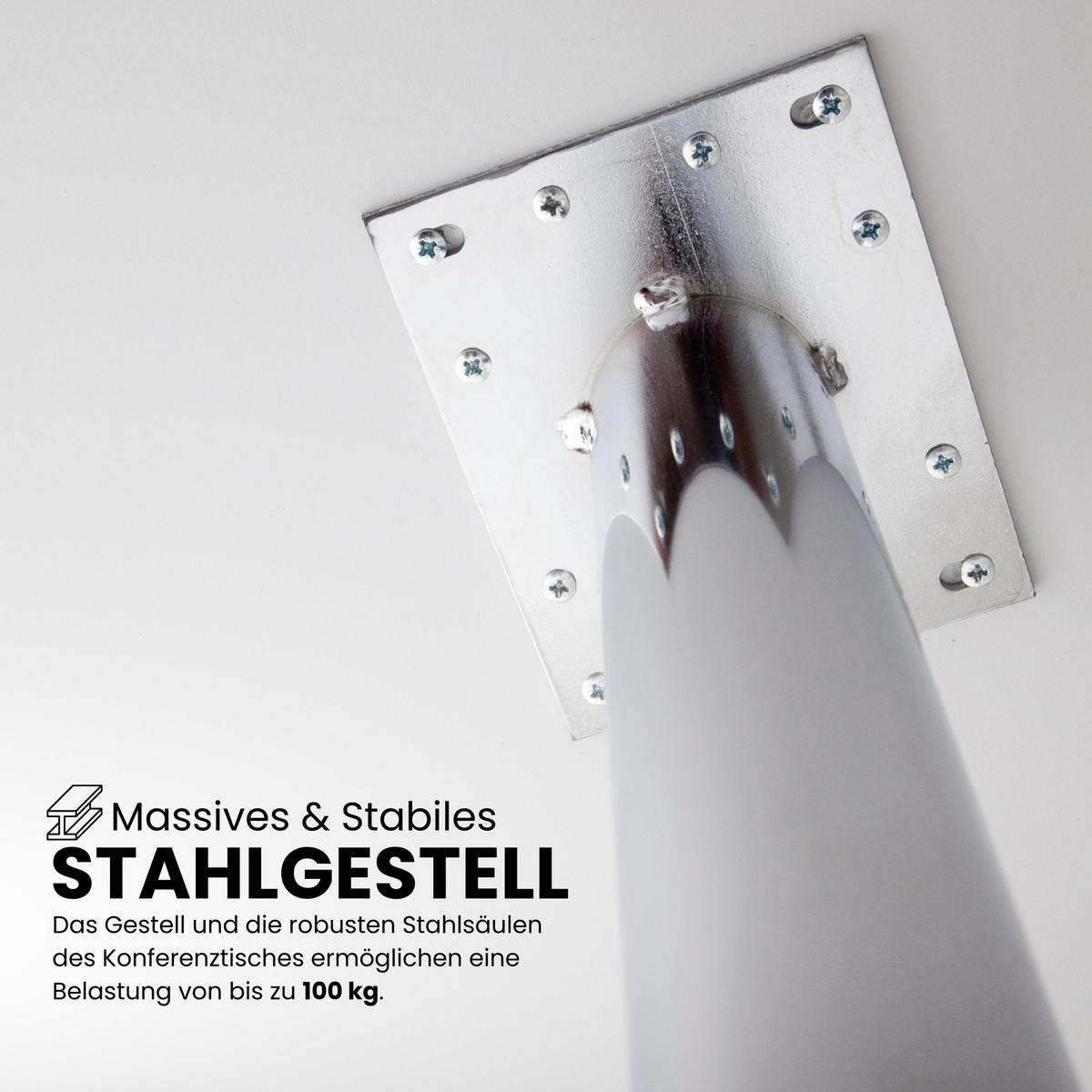 KONFERENZTISCH groß KT40 130/400/74 cm in Weiß/Chromfüße - Chromfarben/Weiß, Holzwerkstoff (130/400/74cm) - bümö