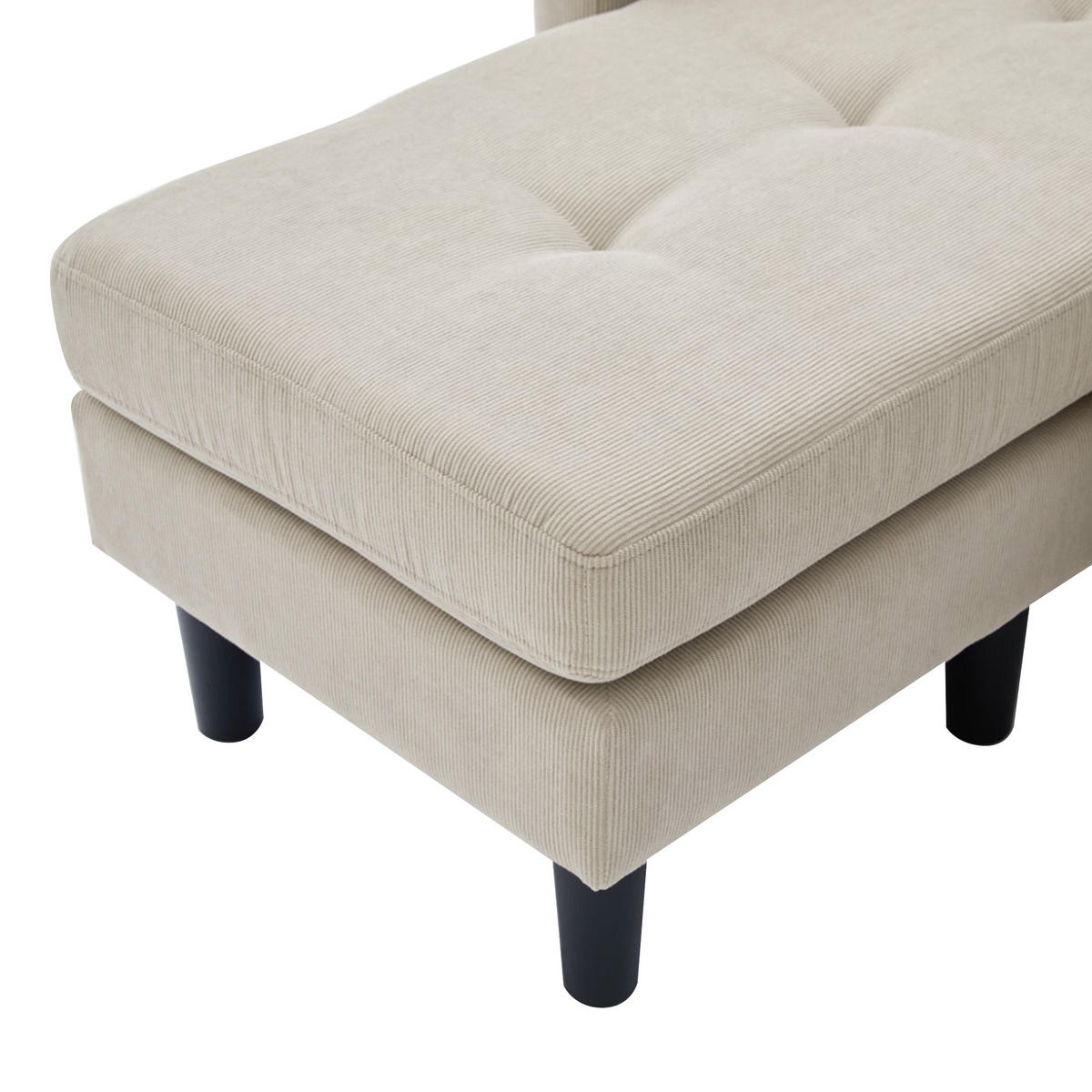 3-SITZER ECKSOFA Cord Braungrau mit Chaiselongue - Hellbraun, Holzwerkstoff/Kunststoff (166/118cm) - WISHDOR