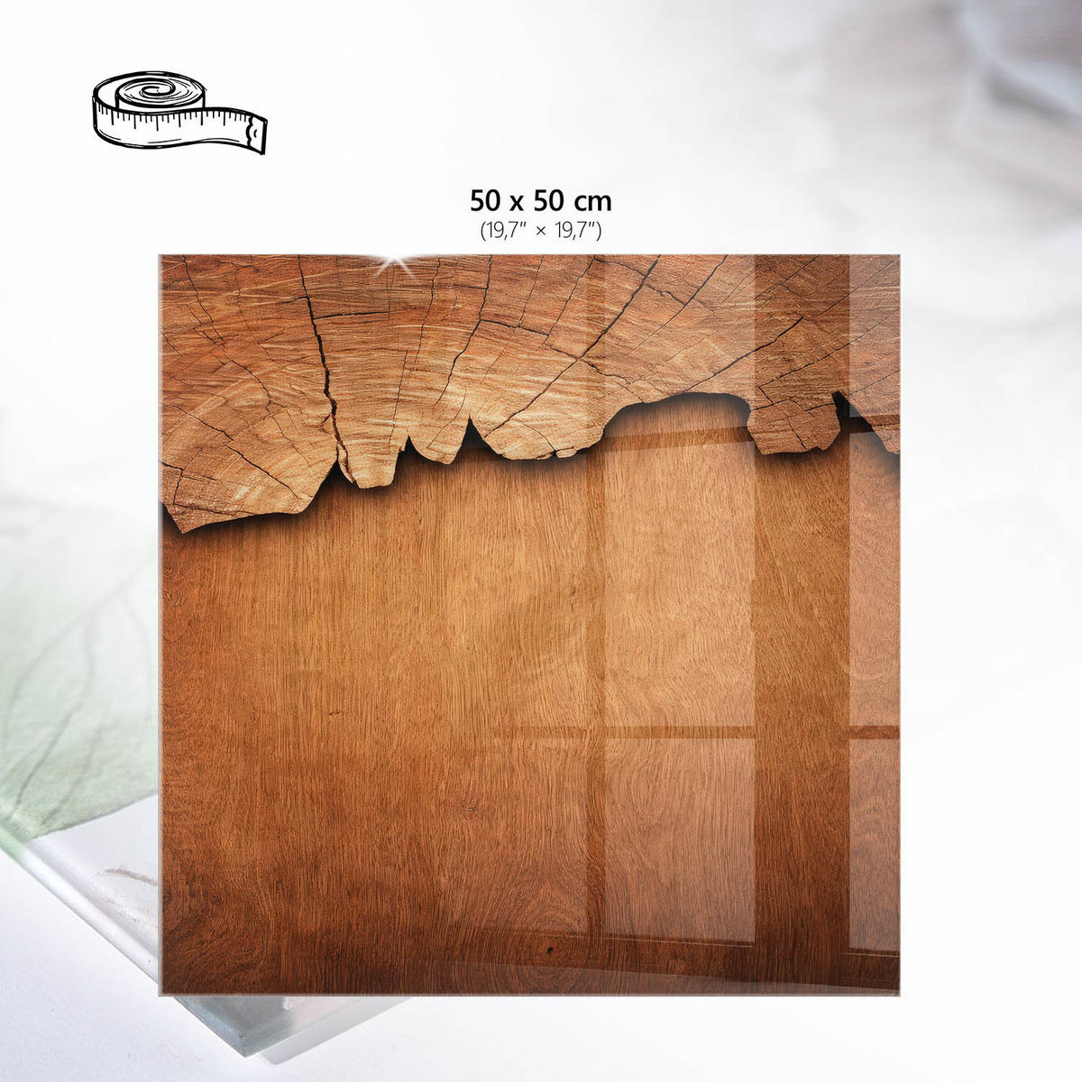 TISCHPLATTE 50x50 cm – Holzstruktur - Braun, Glas (50/50/0.4cm) - Wallfluent
