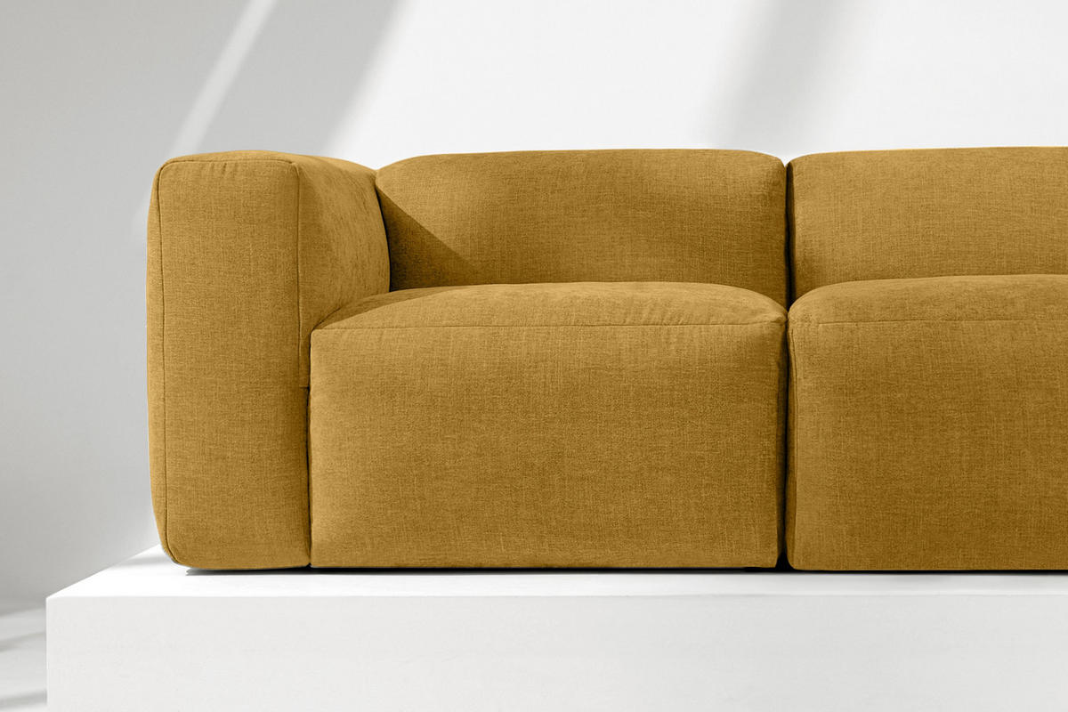 2-SITZER-MODULSOFA BUFFO mit extrem weicher und bequemer Sitzfläche, Gewebestoff, Honig - Honig, Textil (210/73/96cm) - KONSIMO®