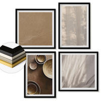 WANDBILDER 4er-Set - 50x50 cm & 40x60 cm Schwarzer Rahmen - Strukturen, Texturen, Minimalismus - Schwarz, Kunststoff (50/50cm) - ArtPrintCave