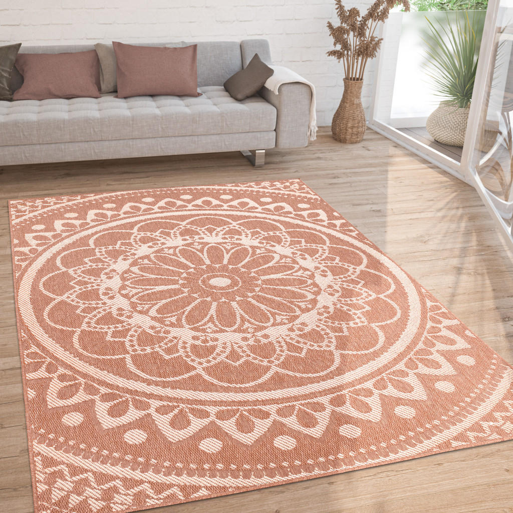 Thumbnail - Paco Home Outdoorteppich, Orange, Textil, Rechteckig, 200x280 cm, strapazierfähig, für Fußbodenheizung geeignet, Teppich...
