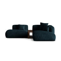ECKSOFA modular rechts Martina aus Samt dunkel petrol 2 Sitzplätze - Petrol, Textil (176/285cm) - Micadoni