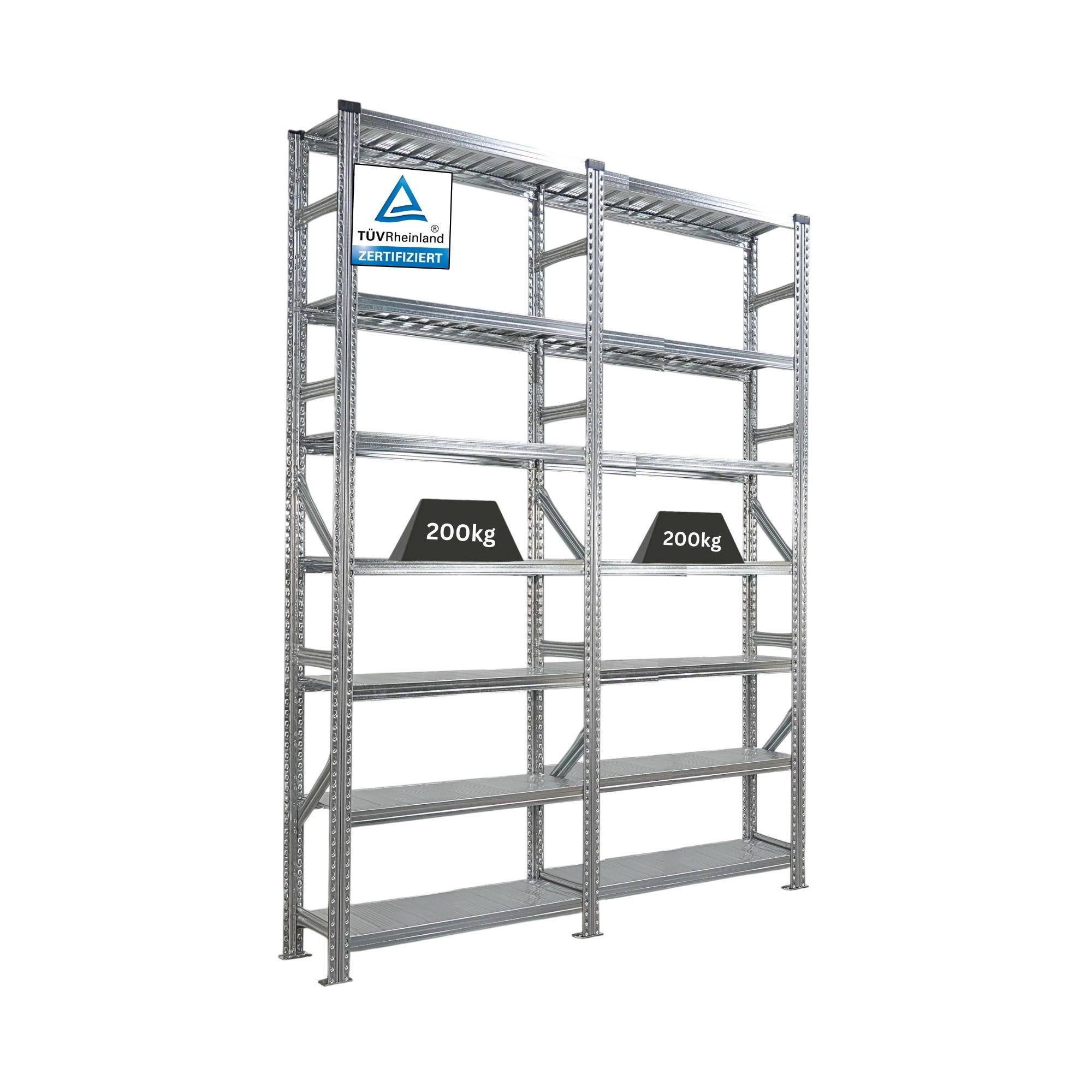 Proregal Fachbodenregal Silber 180x250x32 cm