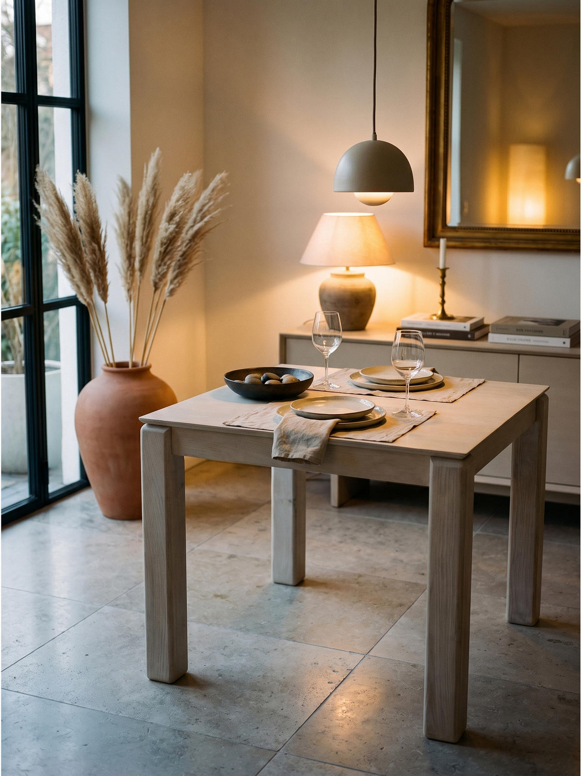 ESSTISCH CHARENTE, Mango Massivholz, Weiß-Mango, 80 x 80 x 75 cm - Weiß, Holz (80/80/75cm) - KADIMA DESIGN