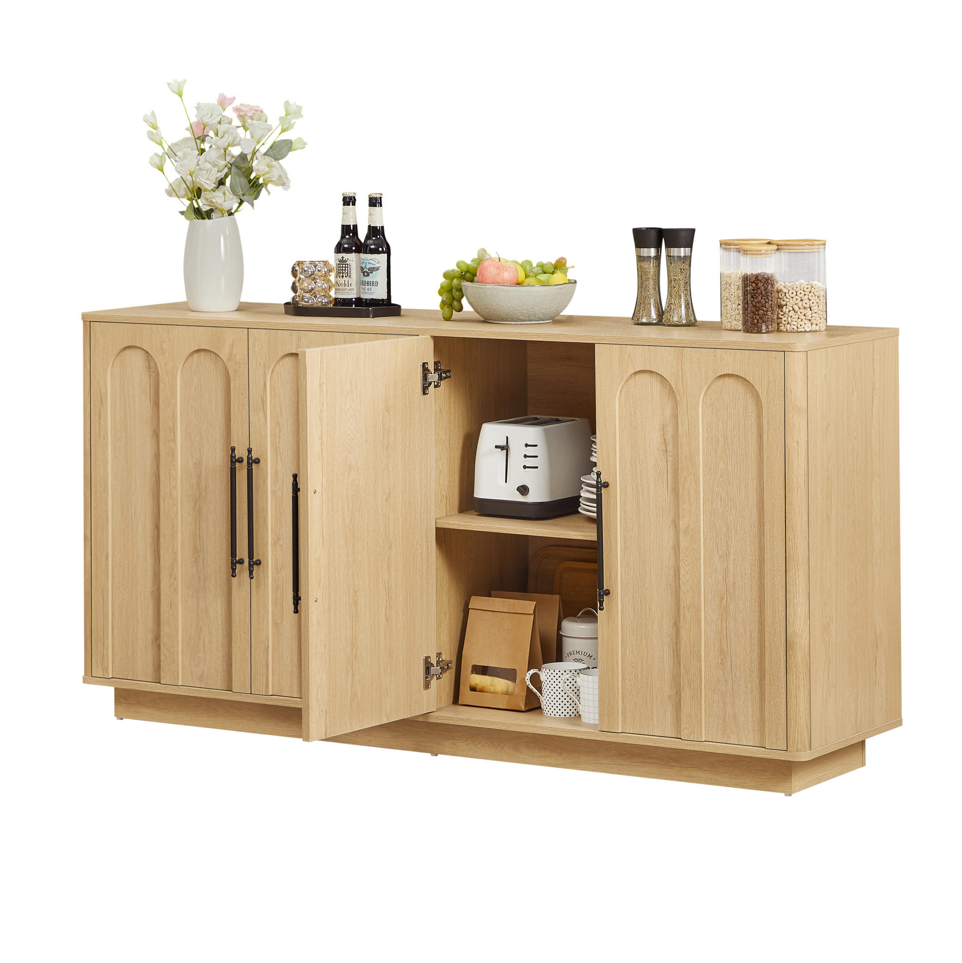 KOMODA 160/40/80 cm boje hrasta od MDF-a s tihim zatvaranjem i zaštitom od prevrtanja - boje hrasta, drvni materijal (160/80/40cm) - OKWISH