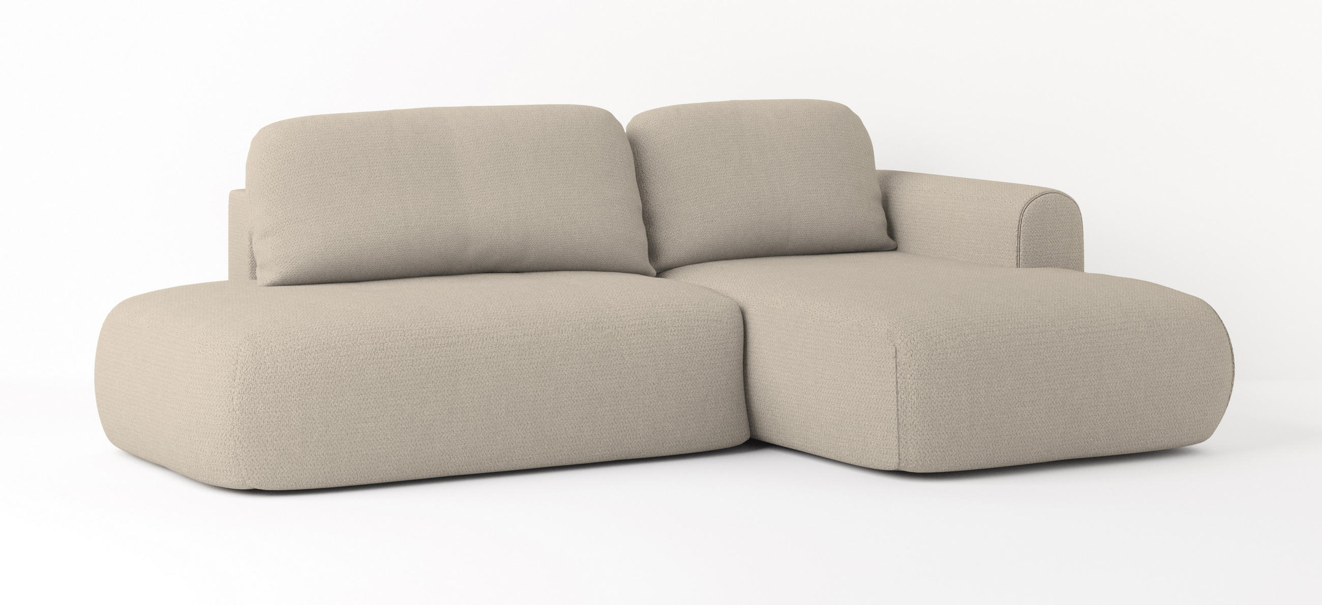 ECKSOFA NUVIRA R-S Beige Geflochtener Stoff mit Schlaffunktion - Beige, Holz (274/165cm) - MASSENO