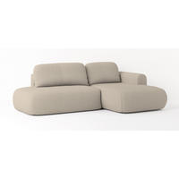 ECKSOFA NUVIRA R-S Beige Geflochtener Stoff mit Schlaffunktion - Beige, Holz (274/165cm) - MASSENO