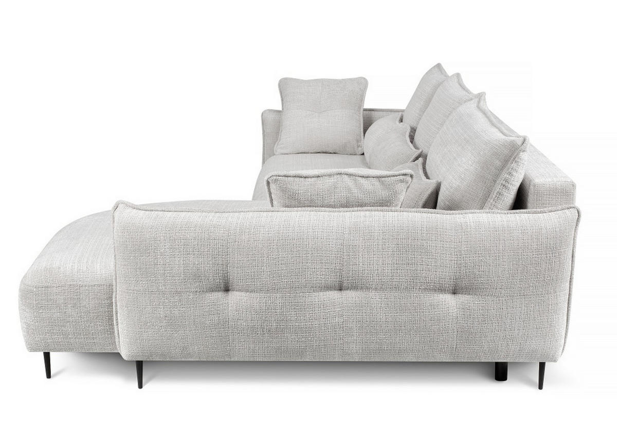 ECKSOFA Oblivio Hellgrau Chenille - Hellgrau/Schwarz, Textil/Metall (285/200cm) - Selsey