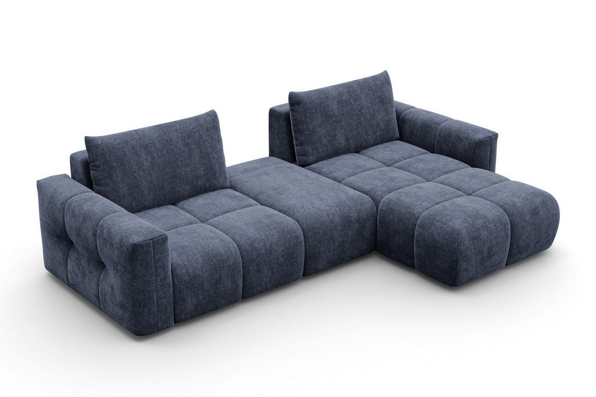 ECKSOFA VERONA 4-Sitzer RECHTS, Marineblau - Blau/Schwarz, Holz/Textil (282/173cm) - Courtois Laville
