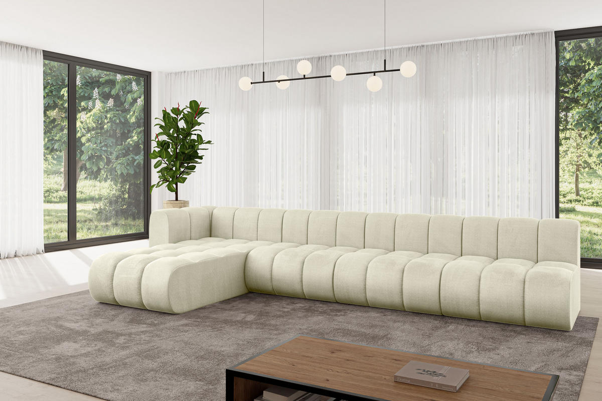 ECKSOFA modulares Sofa Darnel-L3 - 387x177x70 cm Beige - Beige, Holzwerkstoff/Textil (387/177cm) - ALTDECOR