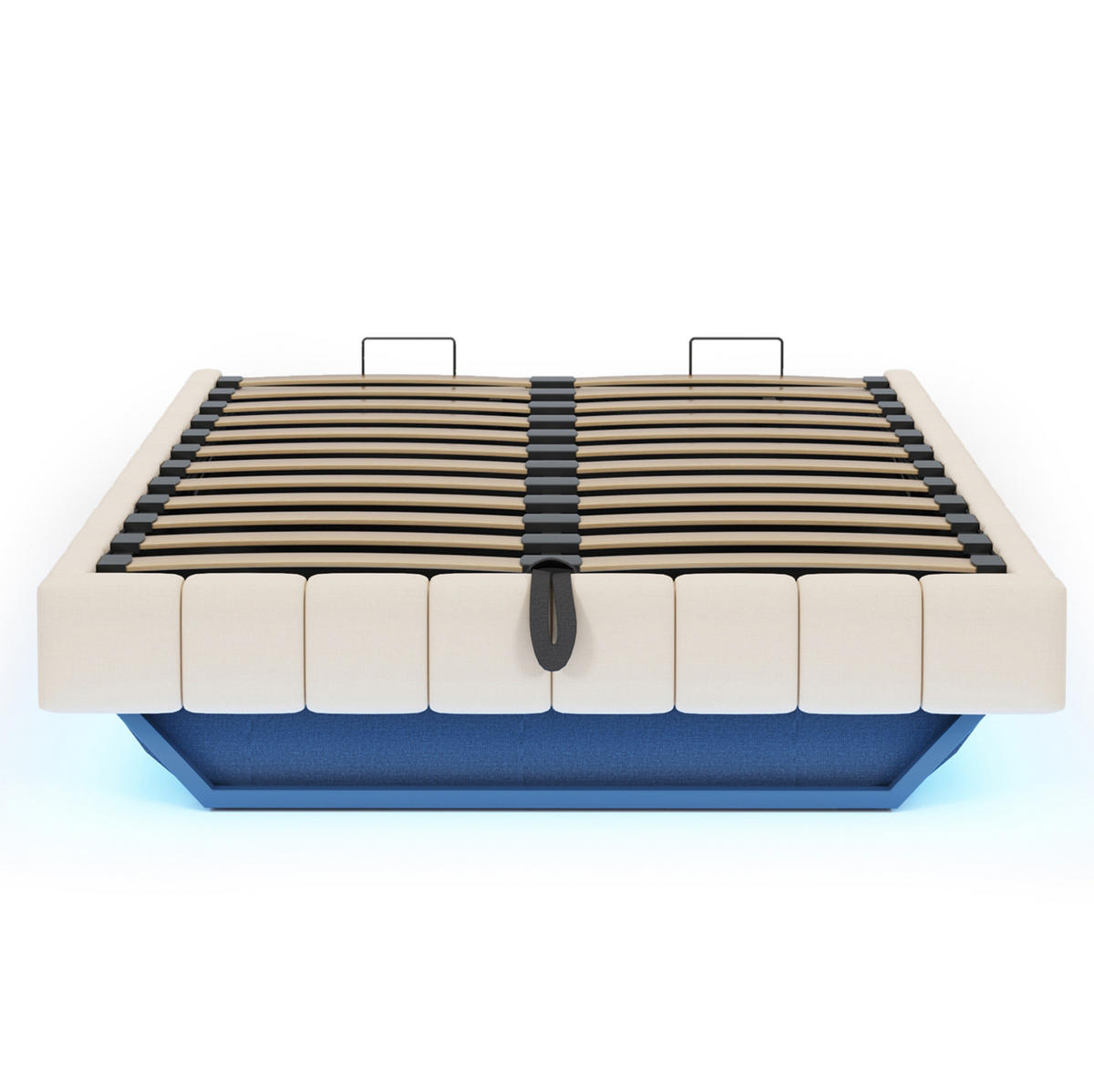 POLSTERBETT mit Stauraum und LED 160x200 cm Beige - Beige, Metall (160/200cm) - Meubliv