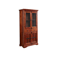 VITRINE Akazie 90x44x180 nougat lackiert OXFORD #1011 - Dunkelbraun, Holz (90/180/44cm) - Massivmoebel24