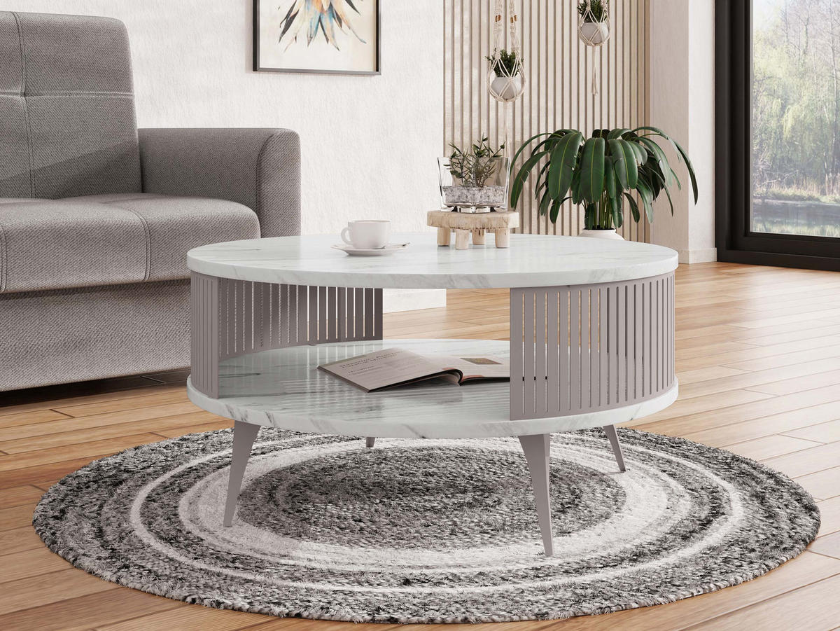 COUCHTISCH Roenni Cashmere - Kaschmir/Weiß, Holzwerkstoff/Metall (75/75/30cm) - MIRJAN24