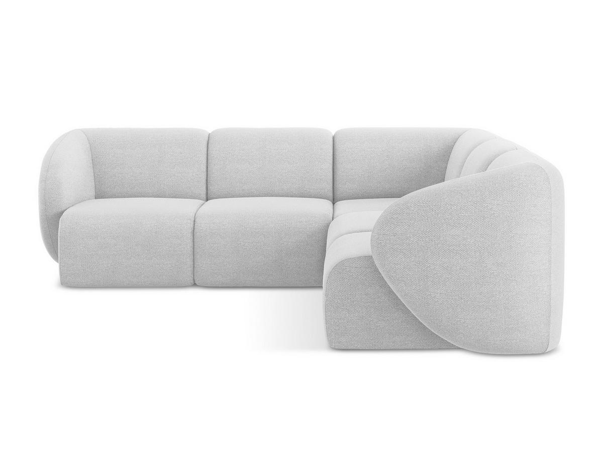 ECKSOFA Bouclé Stoff Grau - Silberfarben/Schwarz, Holzwerkstoff/Kunststoff (251/251cm) - Makamii