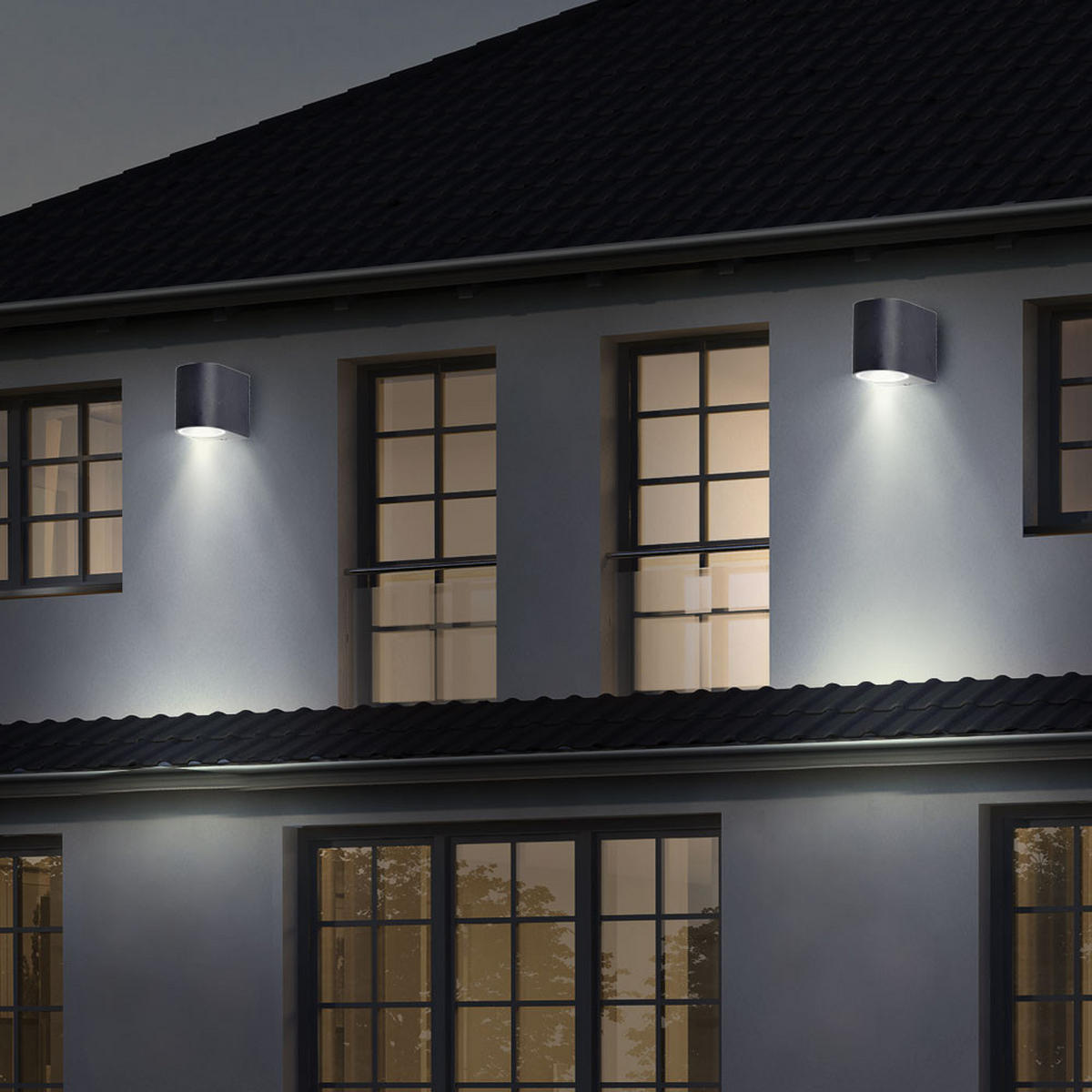 LED AUSSEN-WANDLEUCHTE ALU Schwarz - Schwarz, Glas (7/8/9.4cm)