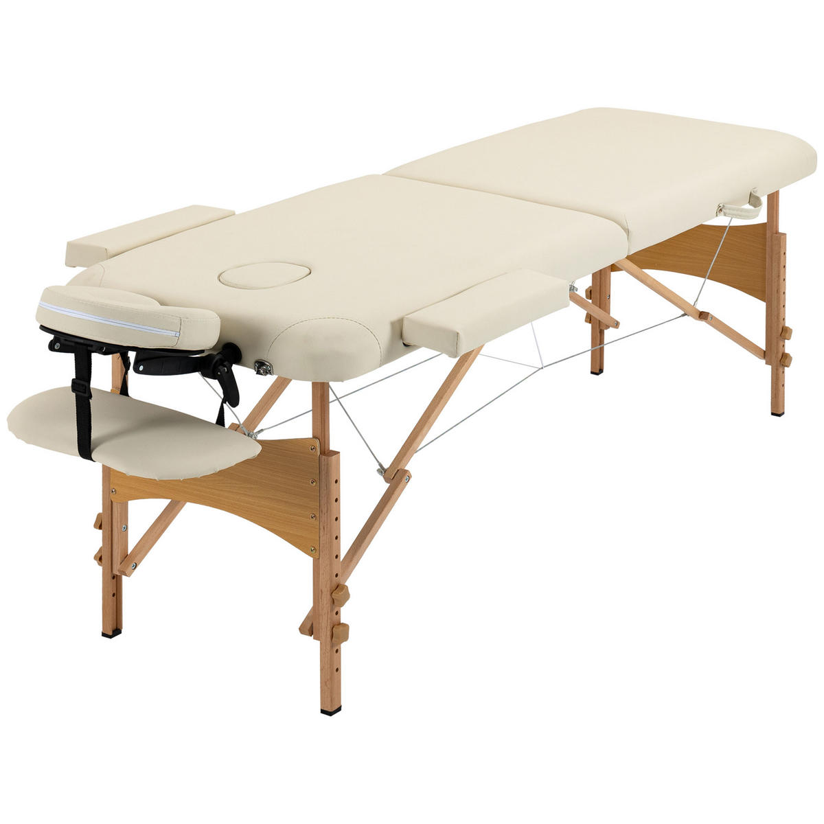 MASSAGELIEGE DE-18892 2 Zonen, höhenverstellbar Creme - Beige, Textil (81/92/210cm) - ComfortXL