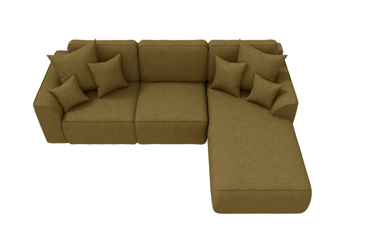 ECKSOFA GUSTO Strukturstoff Olivgrün Rechts inkl. Schlaffunktion - Chromfarben/Olivgrün, Kunststoff/Textil (295/194cm) - 99rooms