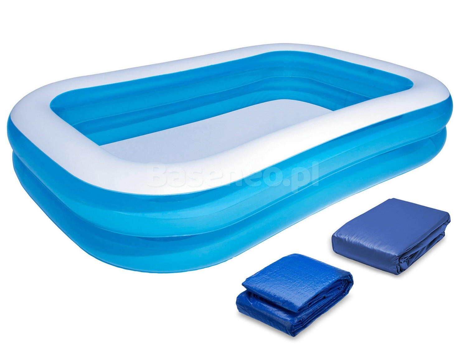 AUFBLASBARER POOL SET 262 x 175 x 51 cm, 3in1 - 54006 - Blau, Textil (262/51/175cm)
