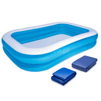 AUFBLASBARER POOL SET 262 x 175 x 51 cm, 3in1 - 54006 - Blau, Textil (262/51/175cm)