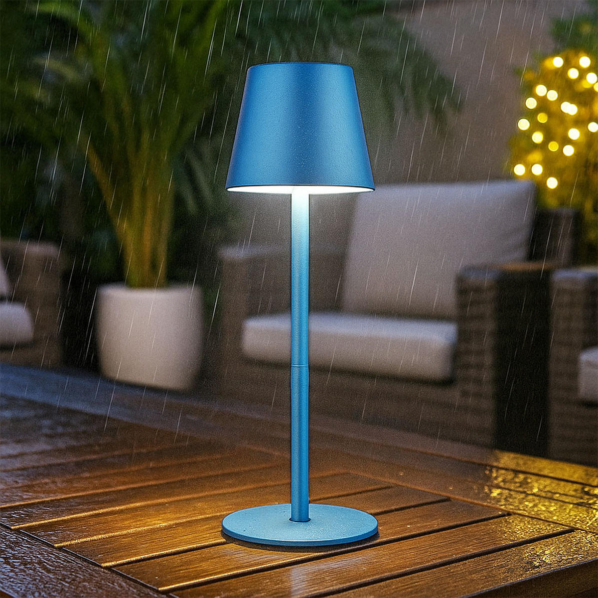 LED TISCHLAMPE Blau Akku Touchdimmer 2er Set - Blau, Metall (11.5/11.5/36cm) - Globo Lighting