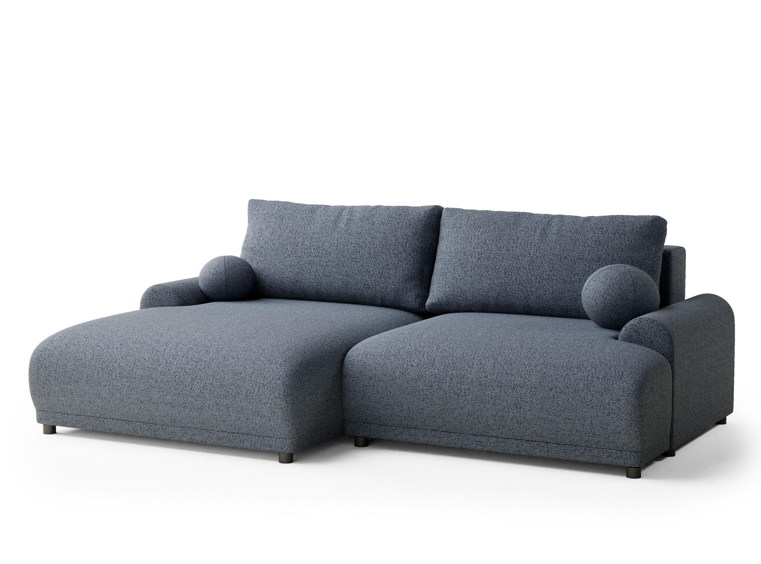 ECKSOFA MIT SCHLAFFUNKTION Tallin Blau grau Webstoff - Links Seite - Blaugrau/Schwarz, Holz/Holzwerkstoff (145/240cm) - Maison de Reve