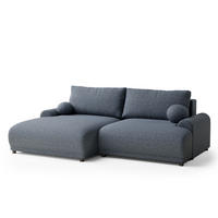 ECKSOFA MIT SCHLAFFUNKTION Tallin Blau grau Webstoff - Links Seite - Blaugrau/Schwarz, Holz/Holzwerkstoff (145/240cm) - Maison de Reve
