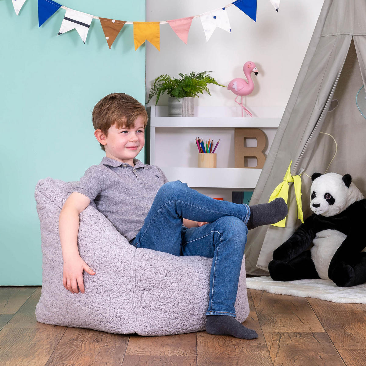 SITZSACK Flauschig für Kinder - Grau, Kunststoff (55/44/55cm) - icon