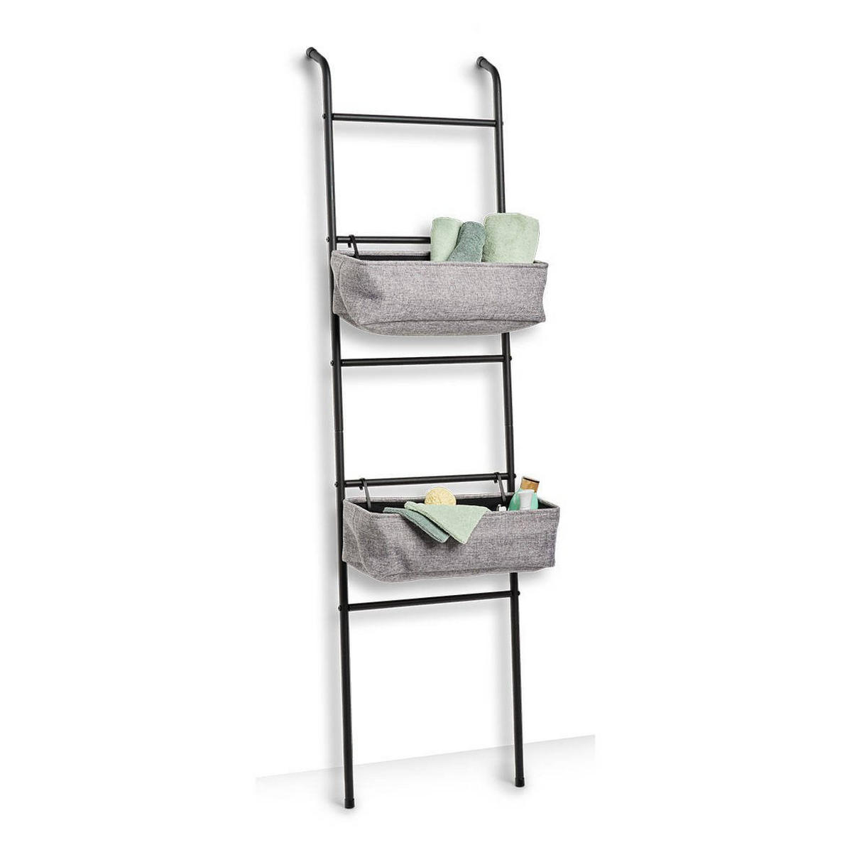 LEITERREGAL für Badezimmer 43/23/166 cm - Schwarz, Metall (23/166/43cm) - ZELLER