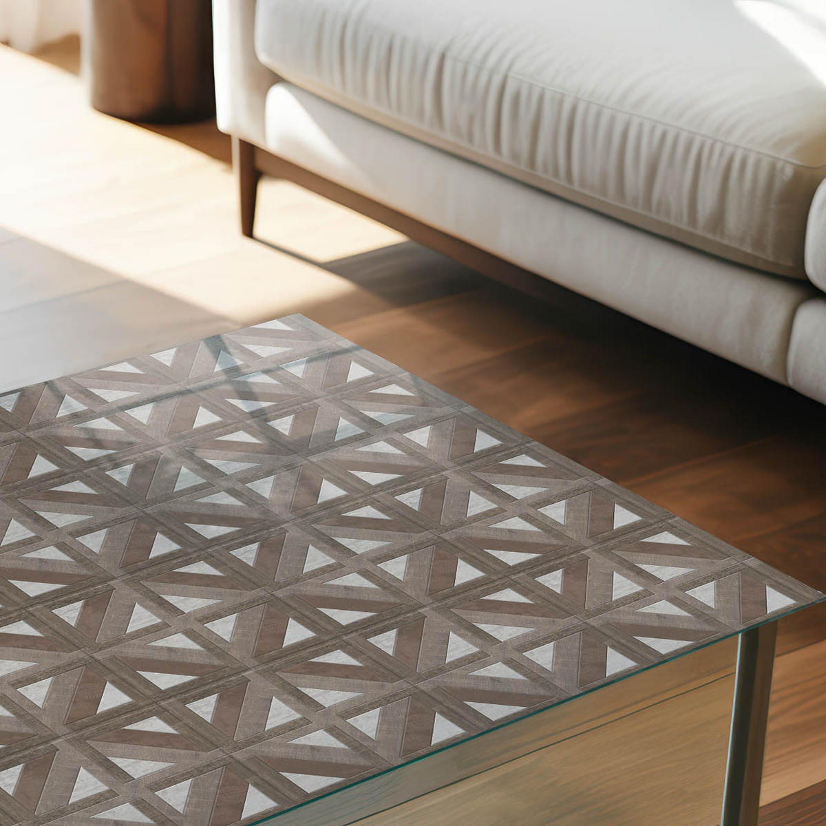 TISCHPLATTE 50x50 cm – Geometrischer Hintergrund - Schwarz, Glas (50/50/0.4cm) - Wallfluent