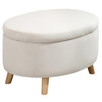 SITZBANK mit Stauraum, Oval Polsterbank mit Deckel, Bettbank mit Samtoptik Beige - Blau, Kunststoff (51.5/42/71cm) - HOMCOM