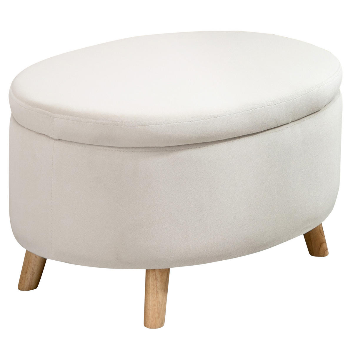 SITZBANK mit Stauraum, Oval Polsterbank mit Deckel, Bettbank mit Samtoptik Beige - Blau, Kunststoff (51.5/42/71cm) - HOMCOM