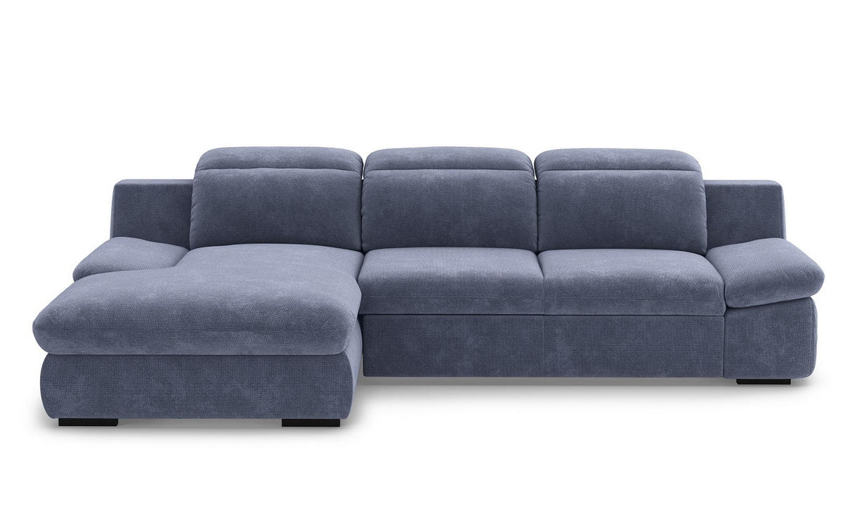 ECKSOFA mit Schlaffunktion und Bettkasten - Blau, Kunststoff/Textil (276/168cm) - Cotta