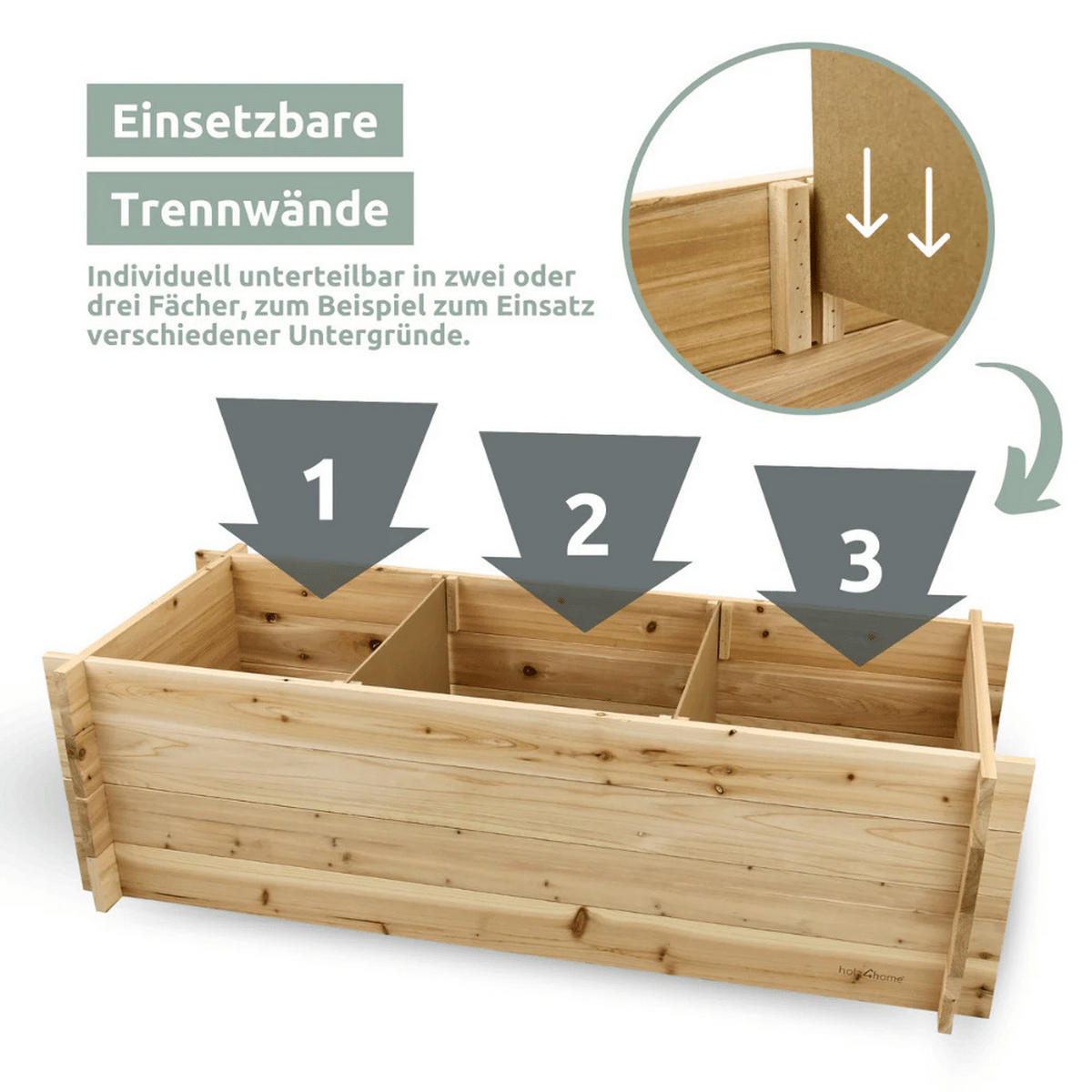 HOCHBEET für Garten Holz SMARTA Pflanzkasten 140x60x40cm - Braun, Holz (140/40/60cm) - DELUKE