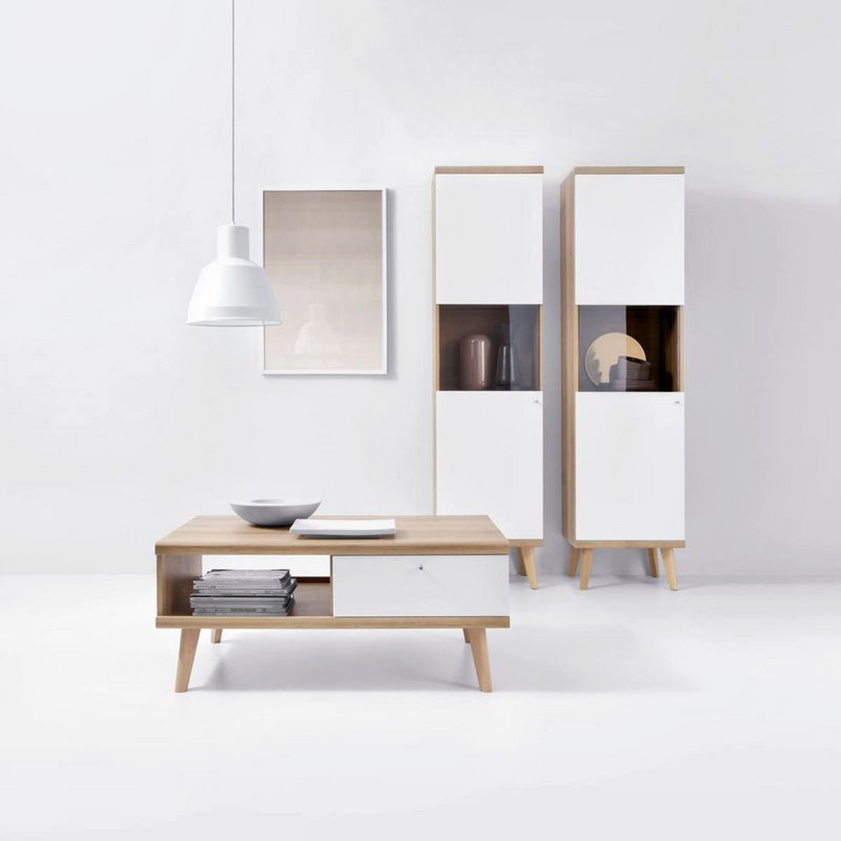 VITRINE – PWT50 – 50 cm – Primo – Weiß / Sonoma Eiche - Weiß, Holzwerkstoff (50/197/40cm) - hi-markt