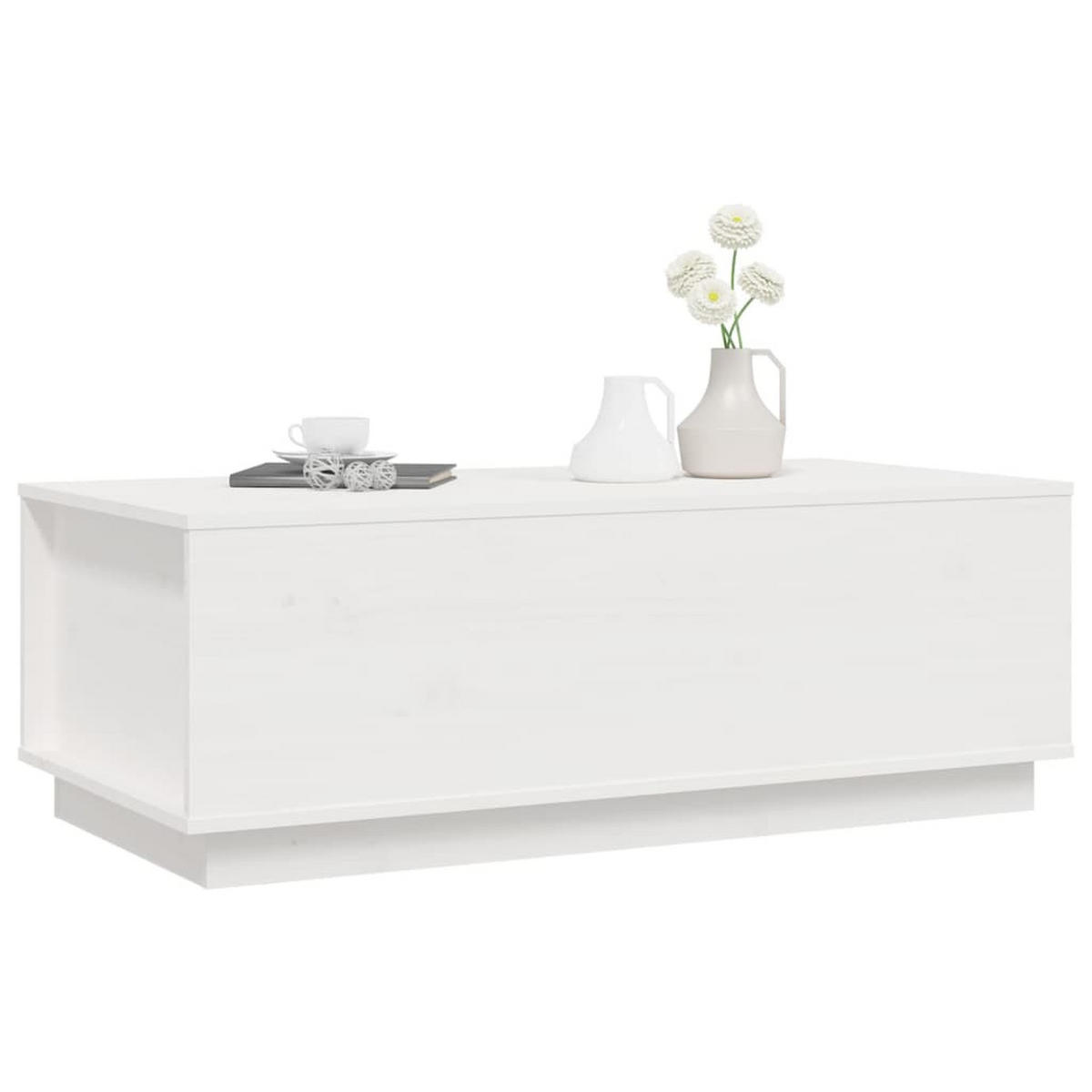 COUCHTISCH Weiß 100x50x35 cm Massivholz Kiefer - Weiß, Holz (100/50/35cm) - furnicato