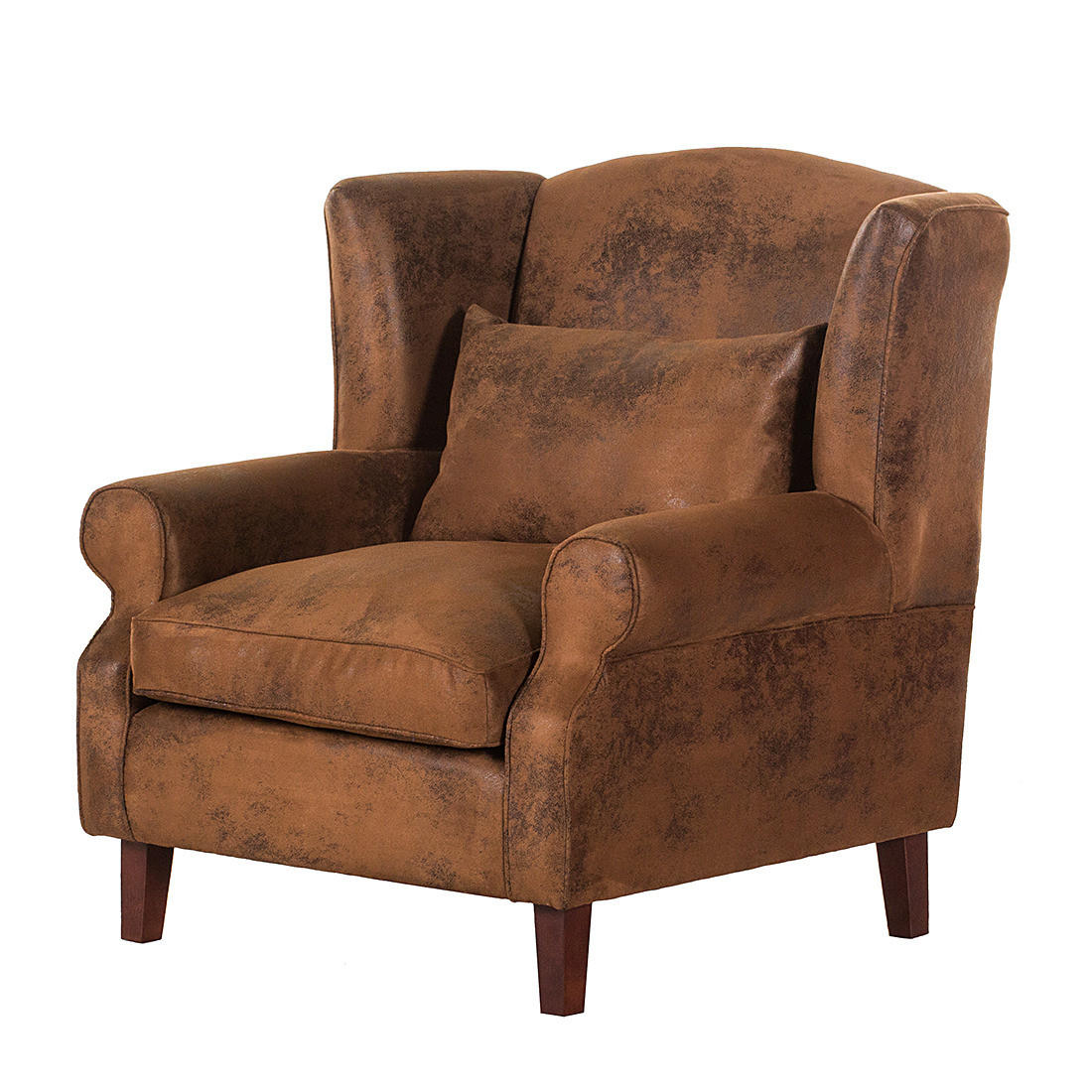 OHRENSESSEL - Antiklederoptik, Braun - Braun, Textil (93/93/87cm) - home24