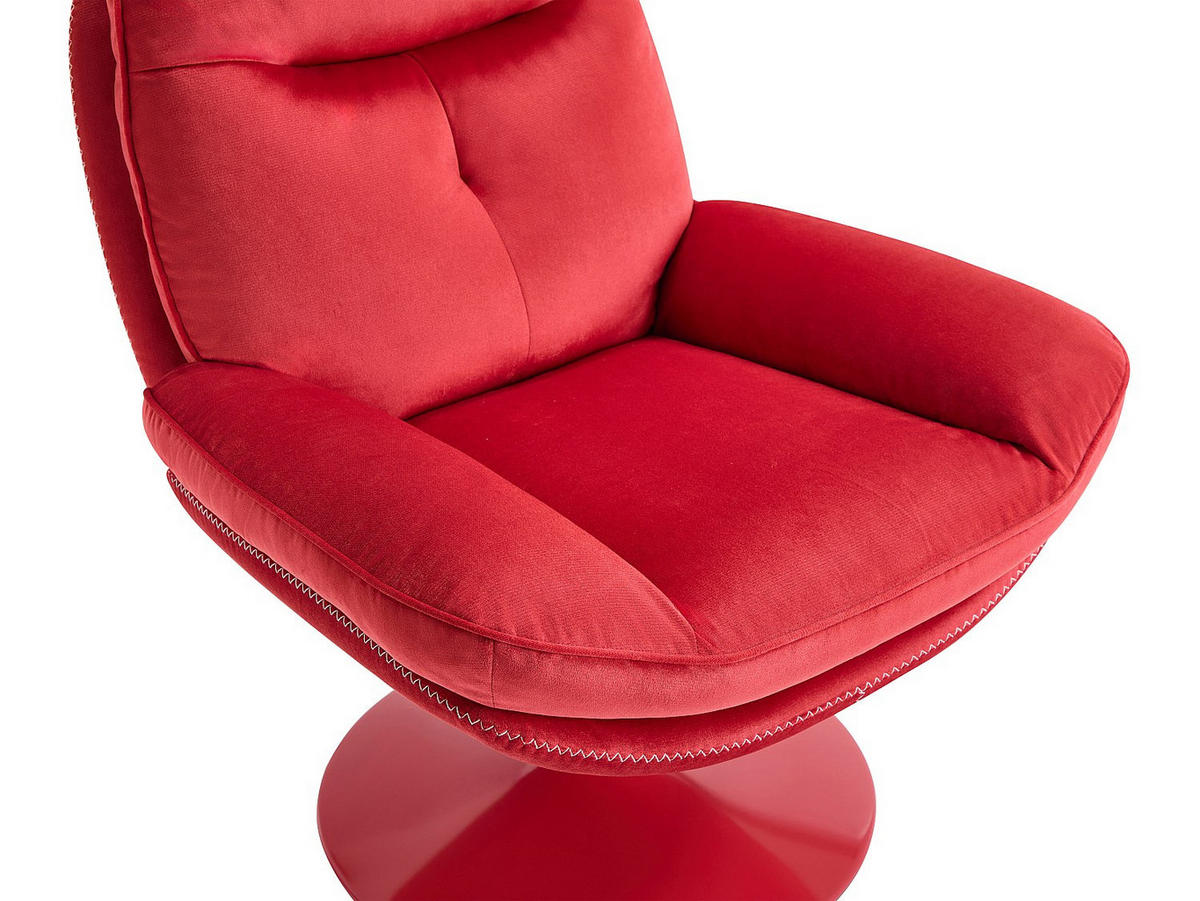 SESSEL mit gerader Rückenlehne - 1 Person - Samt - Rot - - Rot, Textil (78/99/90cm) - Vente-Unique